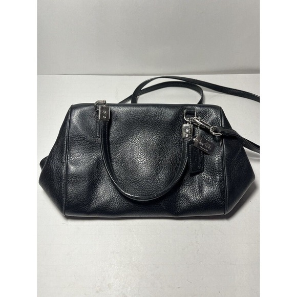 Coach Madison Leather Minetta Crossbody Handbag Purse 27862 Pebbled Black - Picture 1 of 8